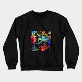 Vibrant neon colorful floral pattern Crewneck Sweatshirt